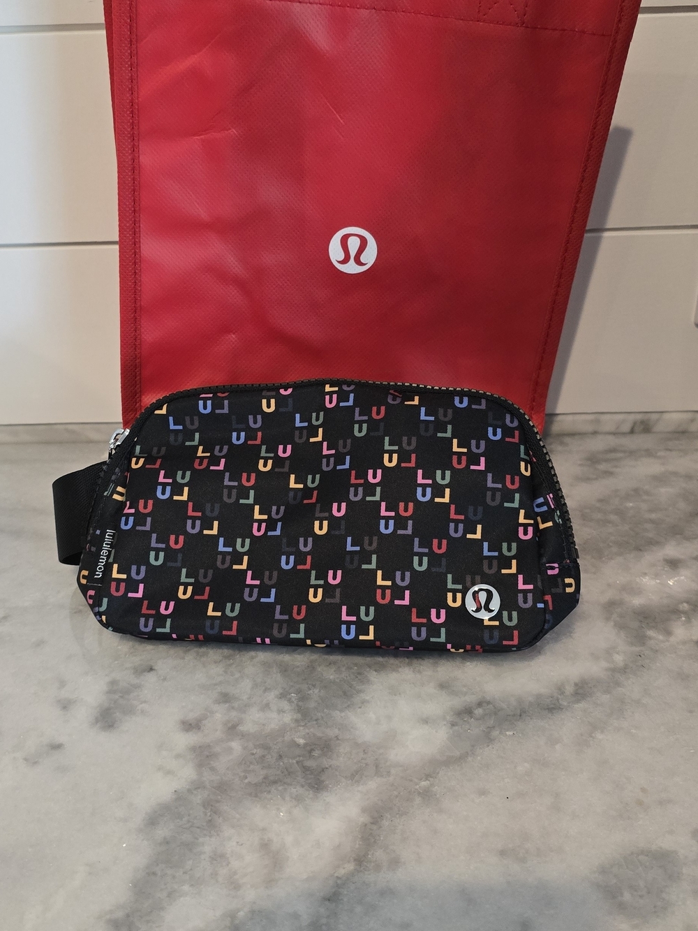 NEW lululemon Black Mini Bag with Multicolor LU Print SOLD-OUT-ONLINE